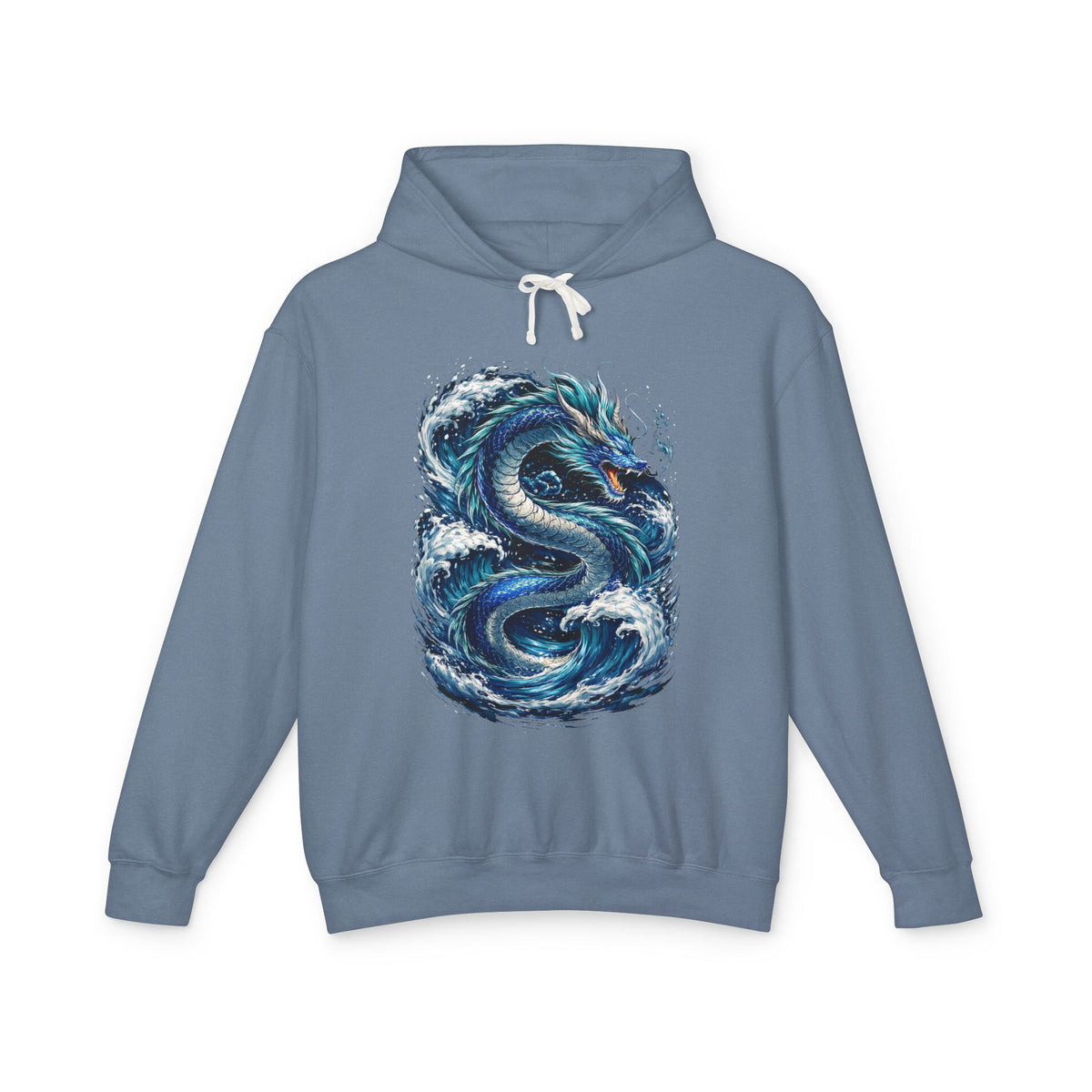 Dragon Wave Hoodie — Blue Sea Serpent Graphic Sweatshirt