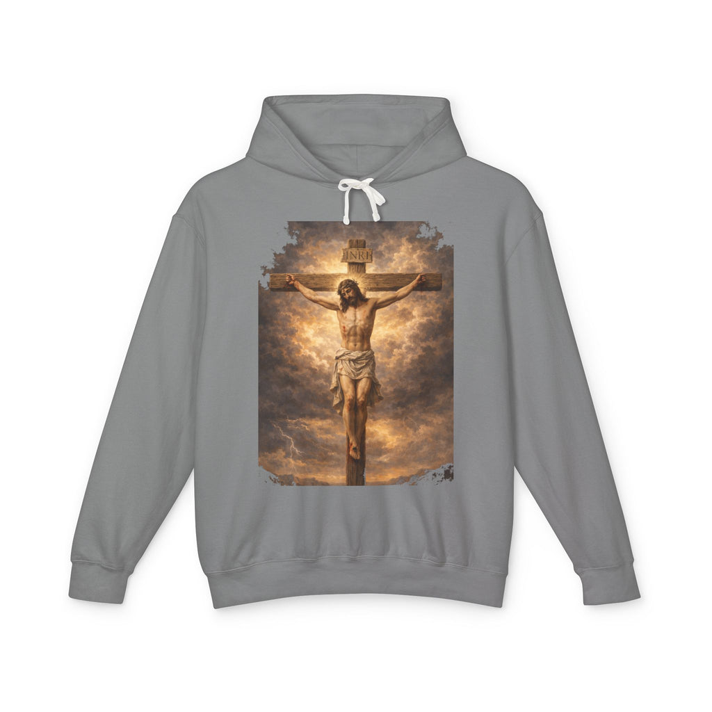 Jesus Crucifixion Hoodie — Christian Faith Graphic Sweatshirt for Easter & Religious Wear