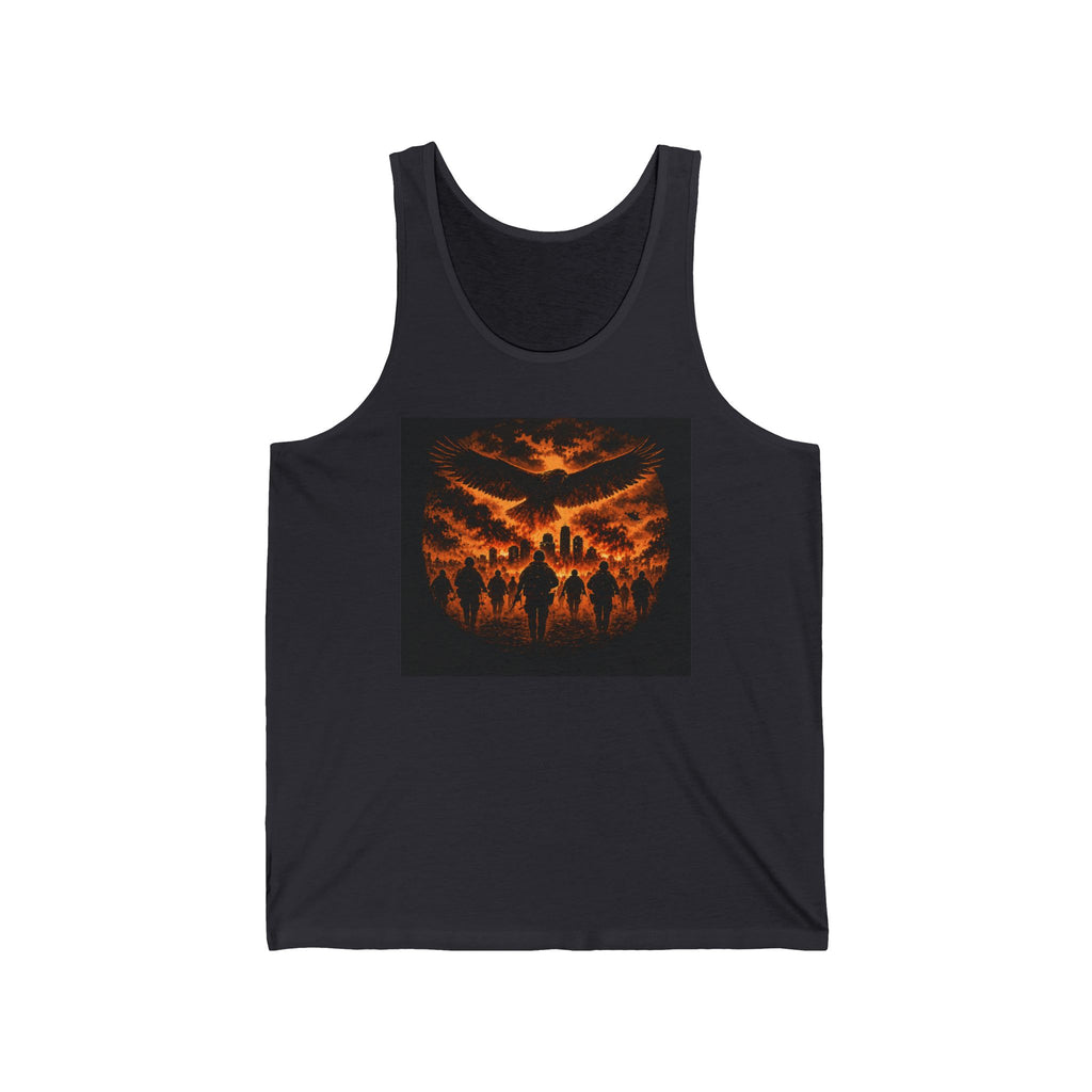 Skull Sunset Tank Top – Halloween Horror Silhouette Graphic Tank