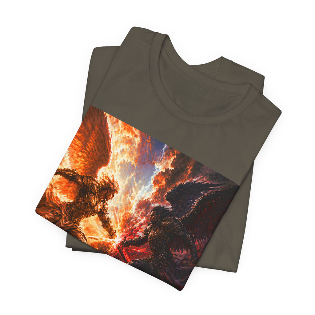 Angel vs Demon Battle T-Shirt — Fiery Fantasy Art Graphic Tee