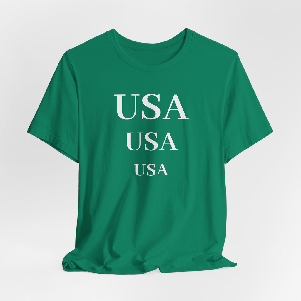 USA Repeat Text T‑Shirt — Patriotic Graphic Tee for 4th of July