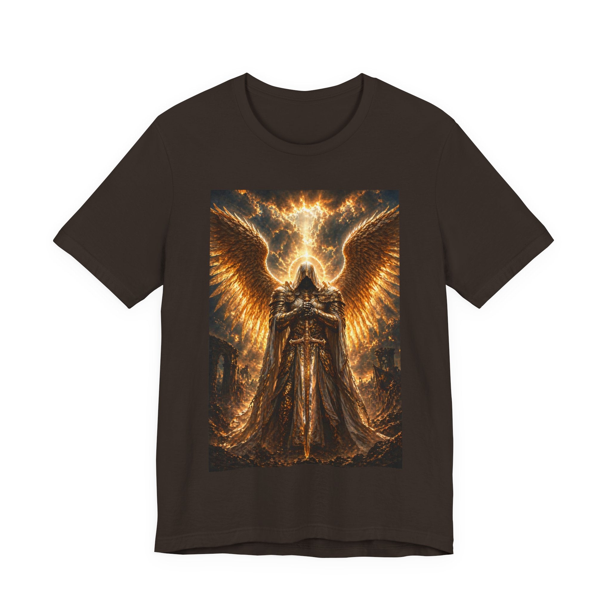 Golden Angel wings graphic Tee | Gothic celestial warrior shirt