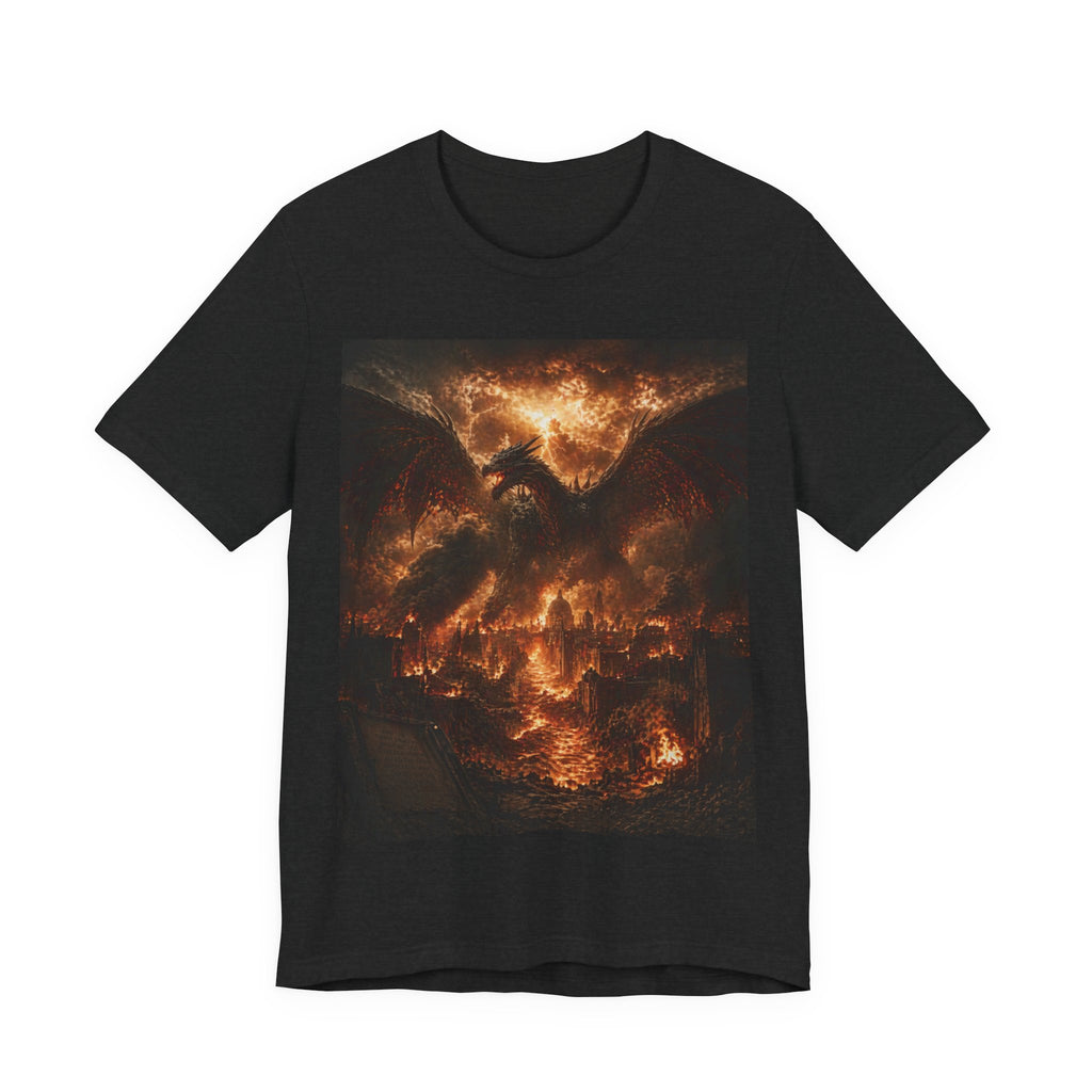 Demonic Dragon Fire End of times Tee — Dark Graphic Shirt of the final battel betten Satan and Miichael the arch angel