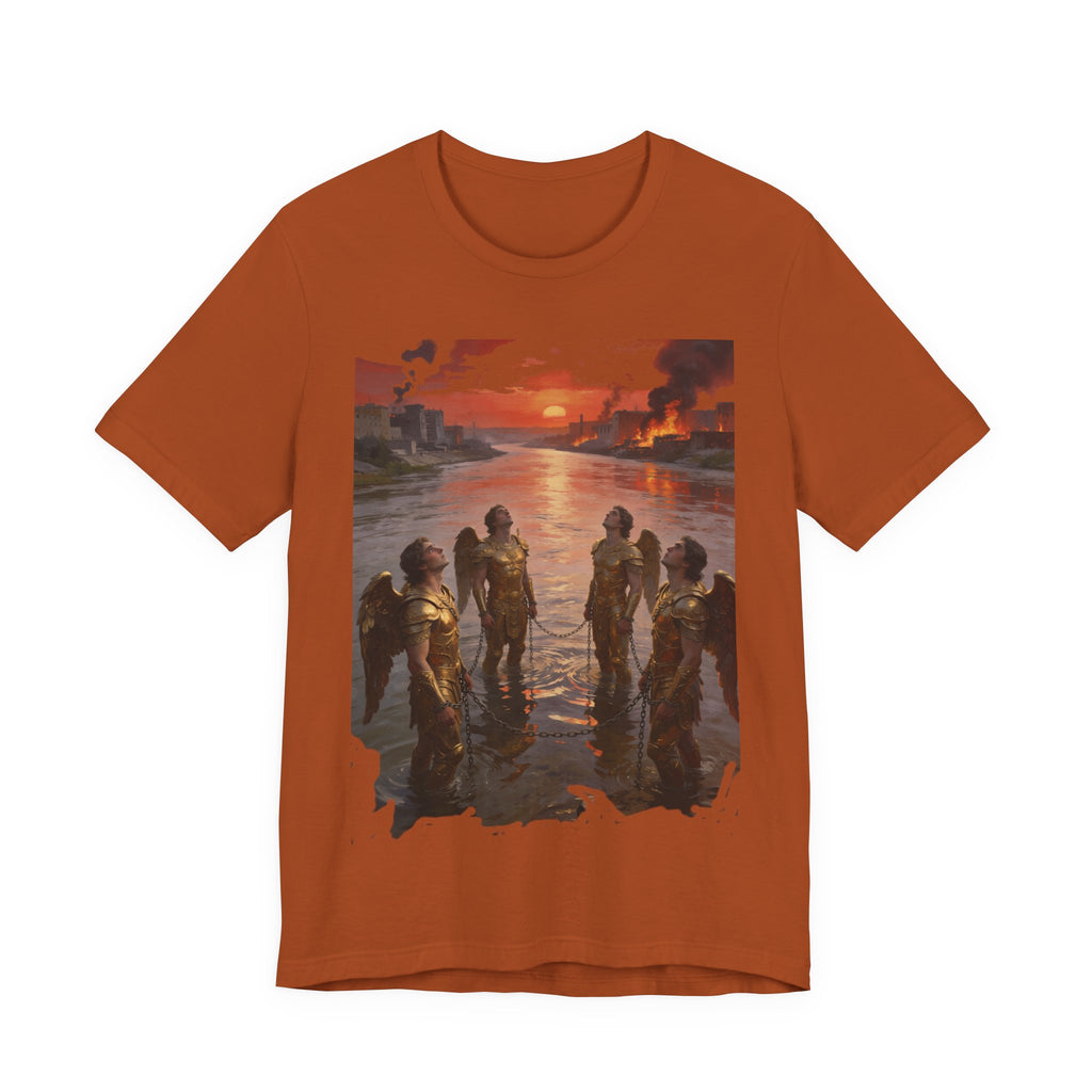 Revelation 9 reveals four fallen angels bound in the Euphrates River,T-Shirt