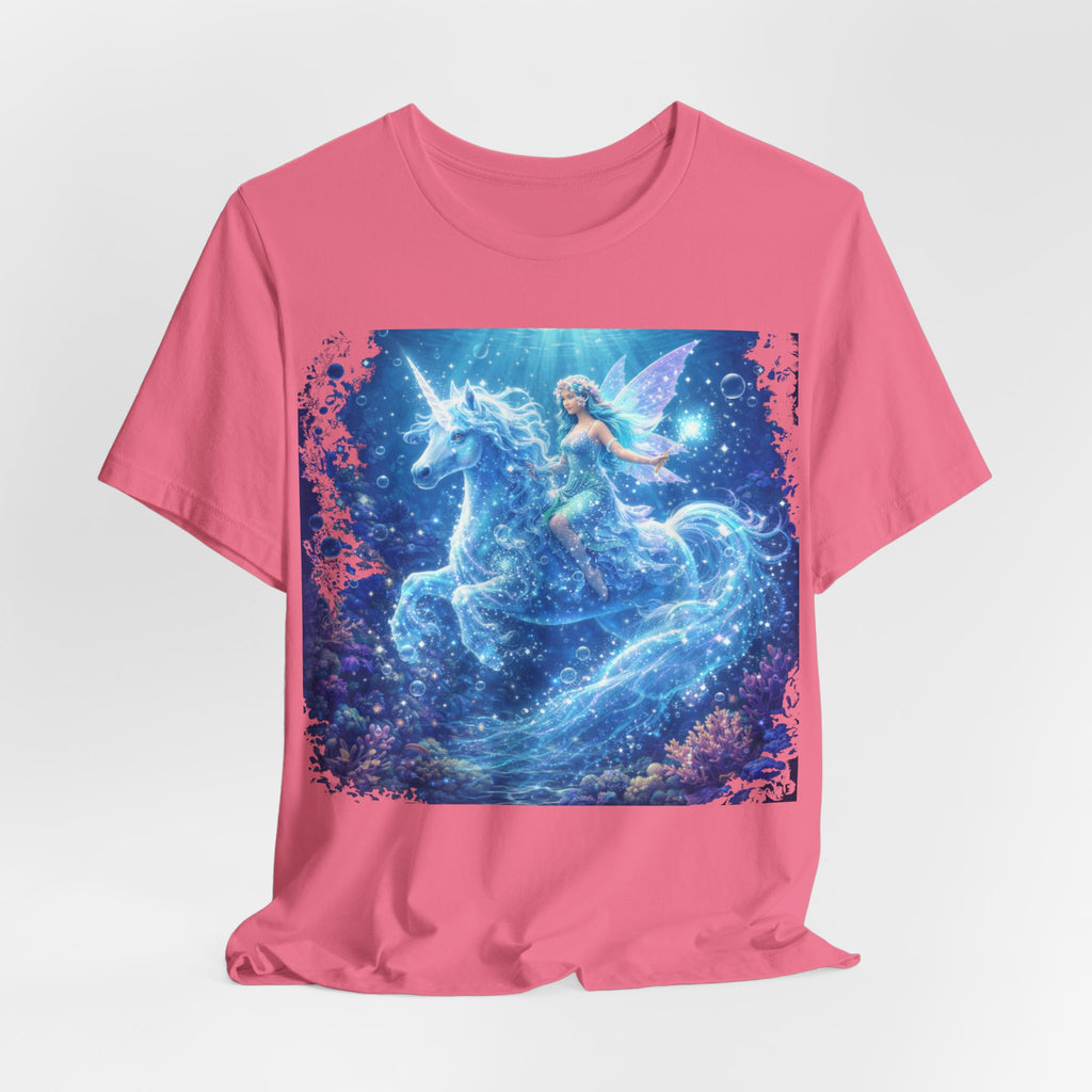 Mystical Blue Unicorn & Fairy Tee — Fantasy Magic Horse T-Shirt