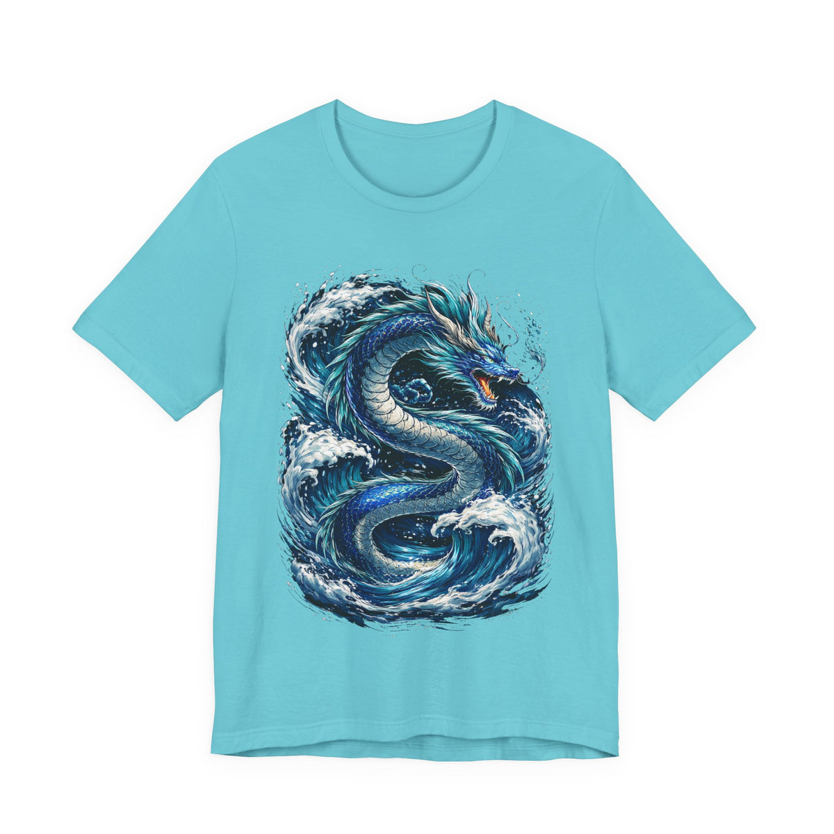 Ocean Dragon Graphic Tee — Blue Wave Serpent T-Shirt