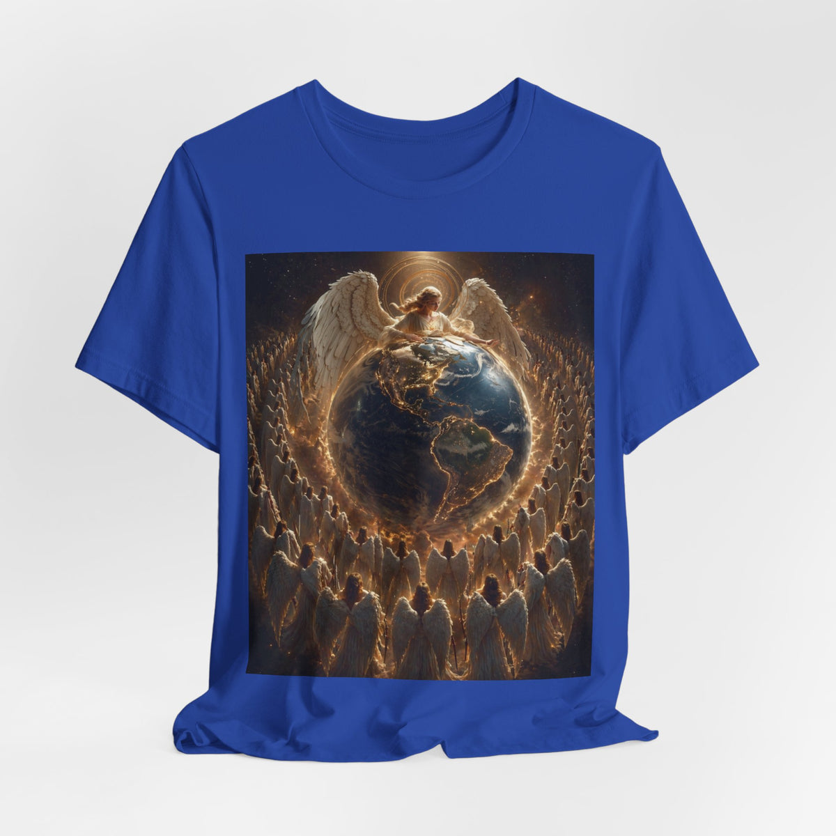 Angel Watching Over Earth T‑Shirt — Spiritual Guardian Globe Tee