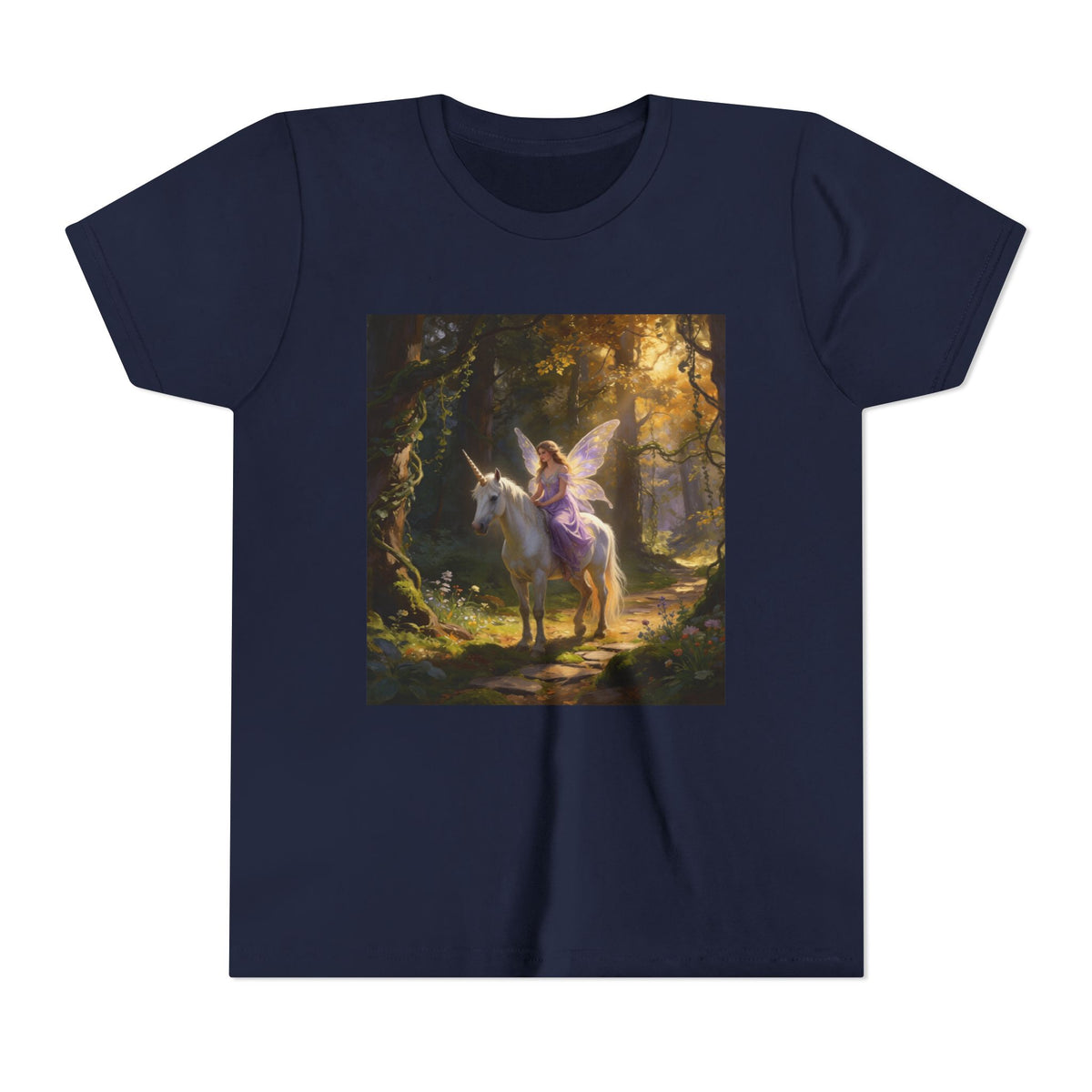 Youth Tee — Enchanted Unicorn & Fairy Forest Graphic