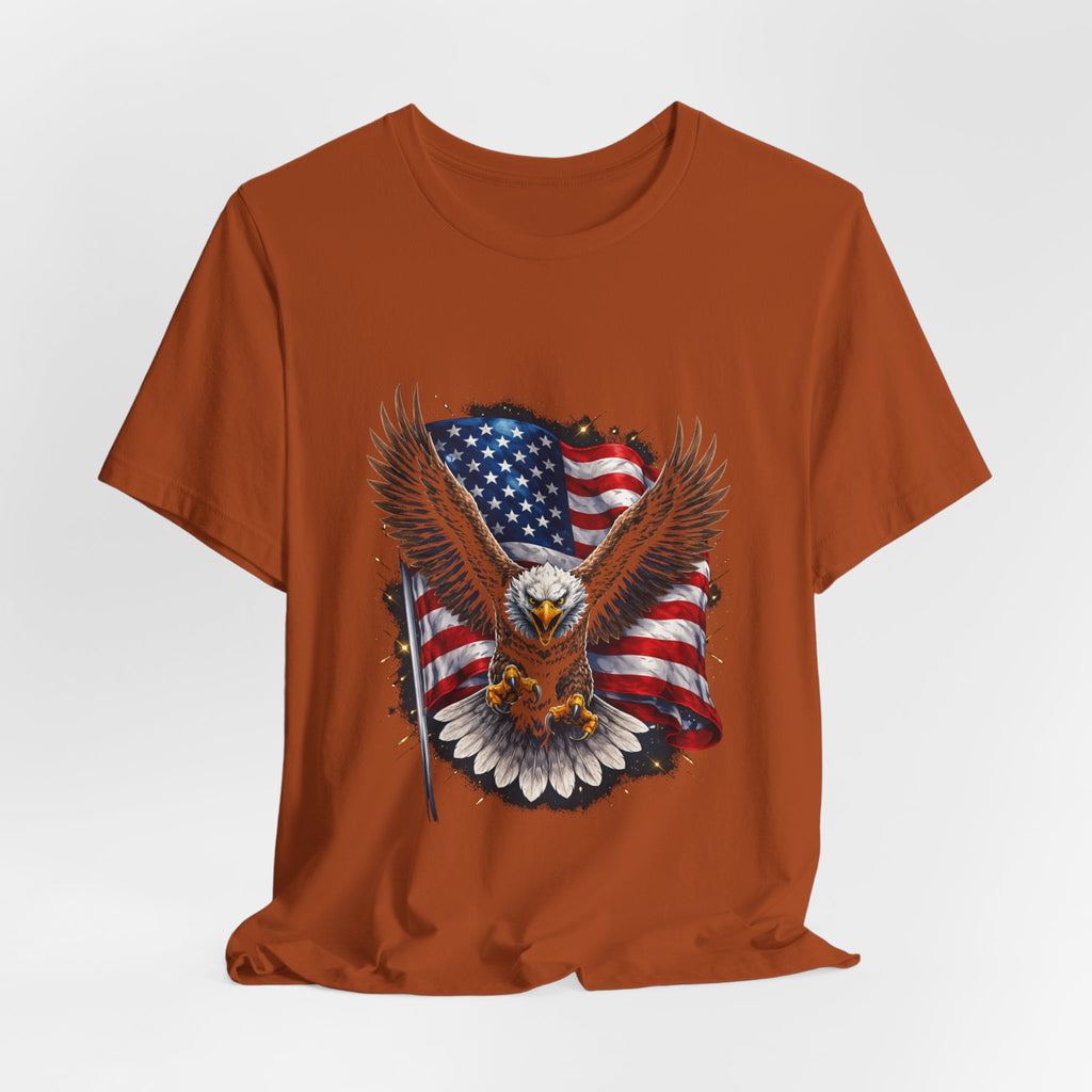 American Eagle Flag T-Shirt — Patriotic Bald Eagle Tee for 4th of July & Veterans