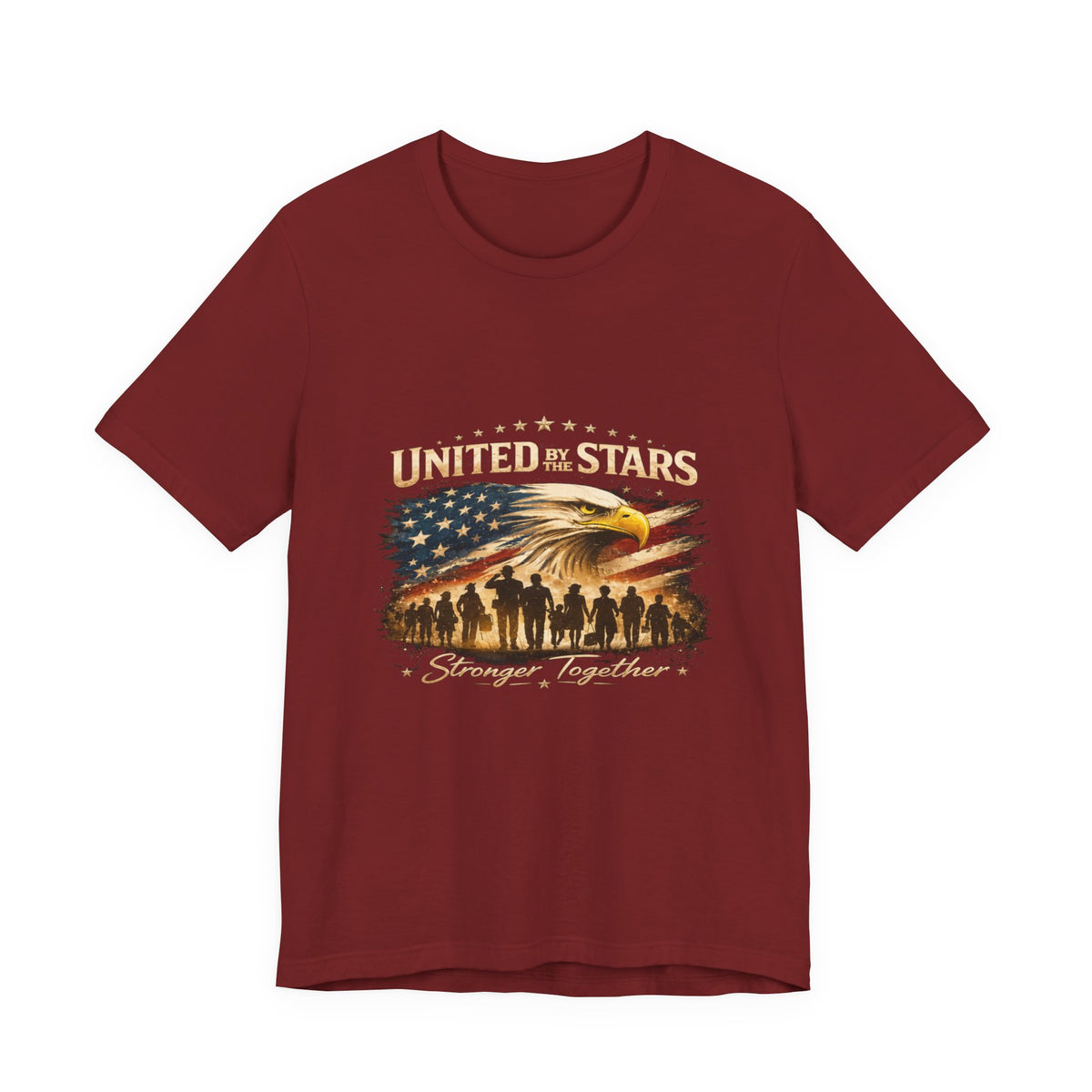 United We Stand T-Shirt – Patriotic Eagle & Soldiers “Stronger Together” Tee