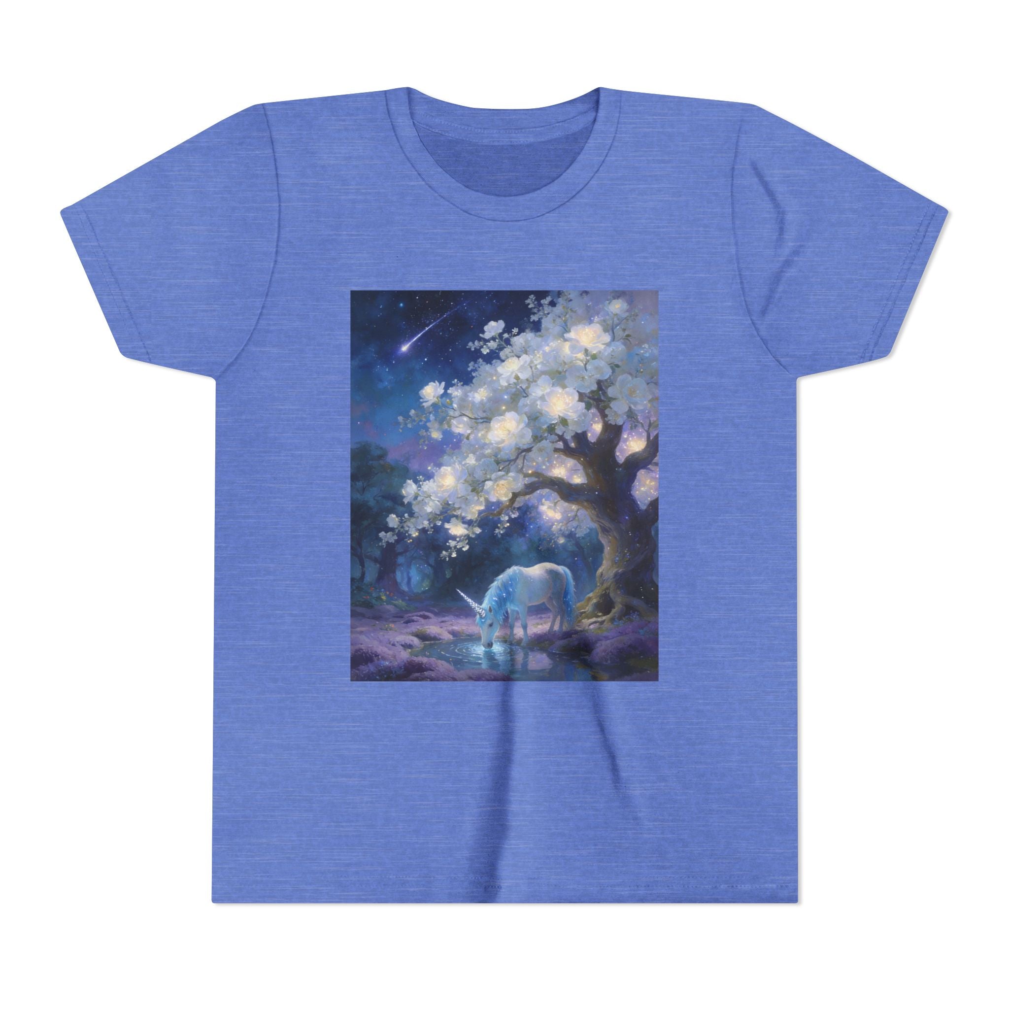 Youth Tee — Magical Night Unicorn Under Starry Tree
