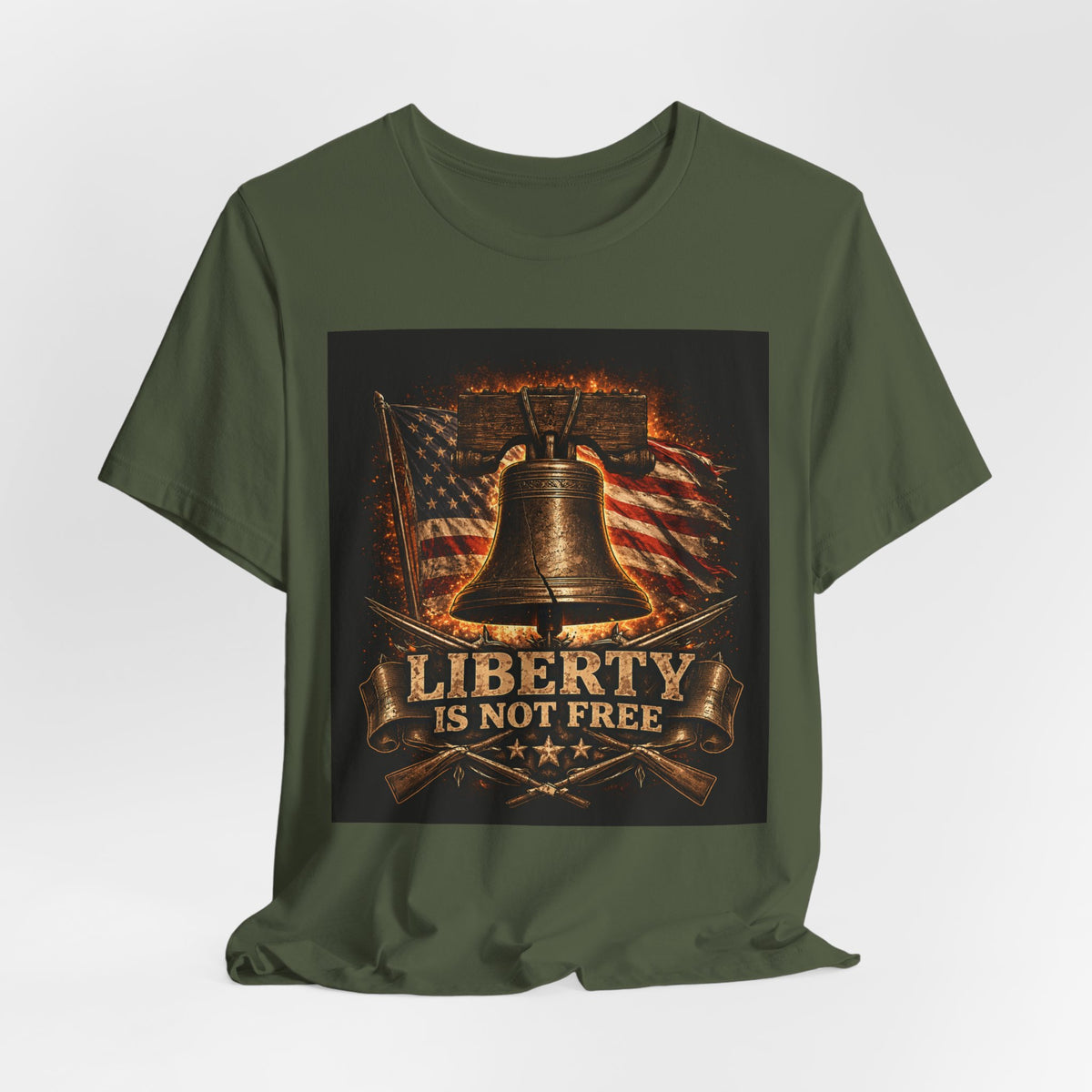 Liberty Is Not Free T-Shirt — Patriotic American Flag & Liberty Bell Tee for Veterans, 4th of July