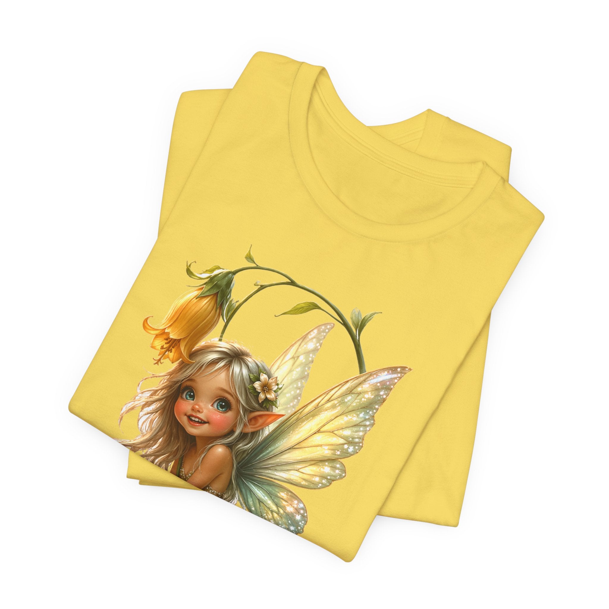 Fairy Flower T-Shirt — Whimsical Yellow Bell Fairy Graphic Tee