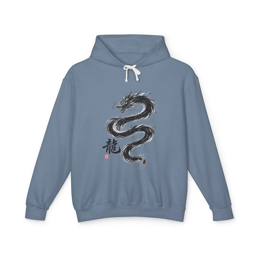 Dragon Ink Hoodie — Oriental Brush Stroke Dragon Sweatshirt