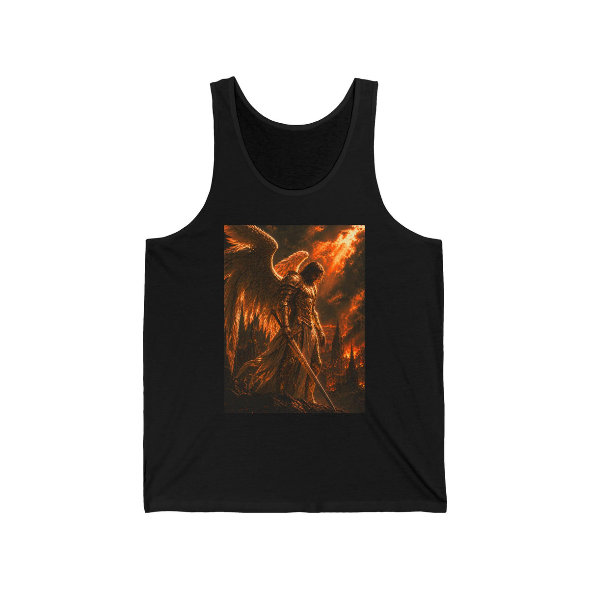 Angel of Fire Tank Top — Fiery Dark Fantasy Graphic Tank
