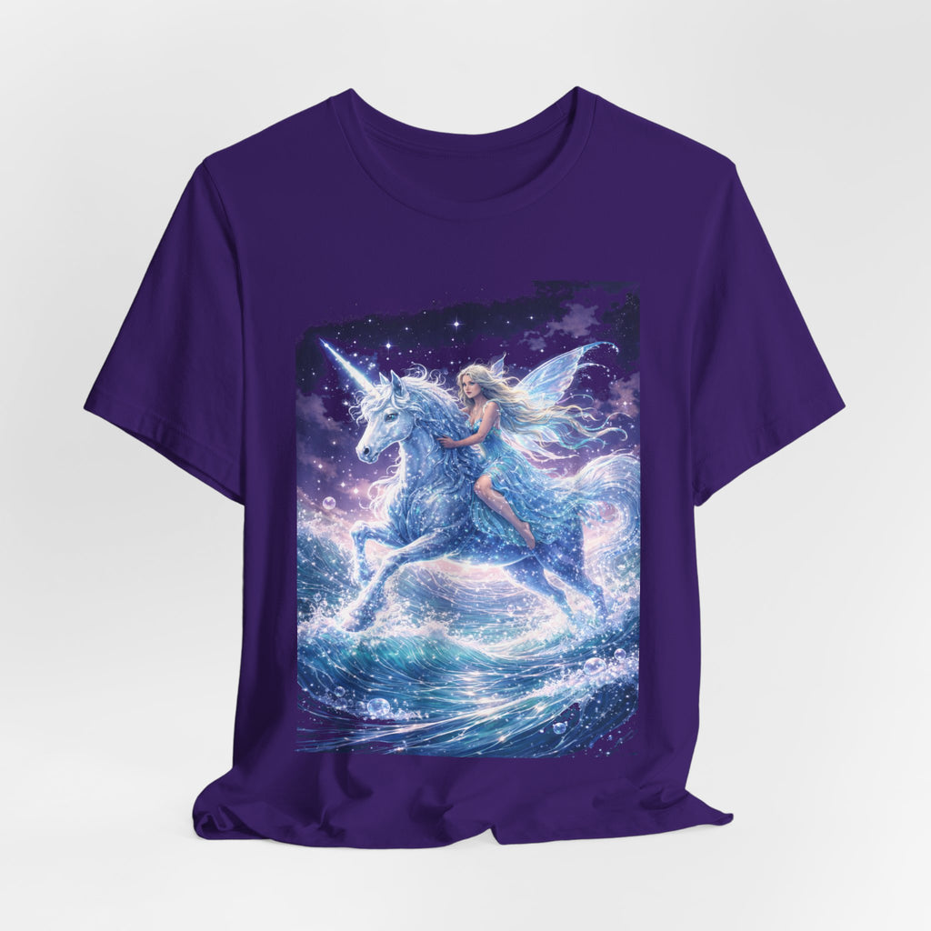 Mystical Unicorn Rider T‑Shirt – Fantasy Pegasus Night Sky Graphic Tee
