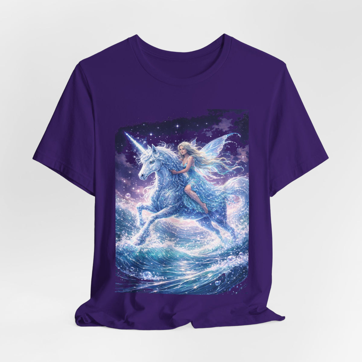 Mystical Unicorn Rider T‑Shirt – Fantasy Pegasus Night Sky Graphic Tee