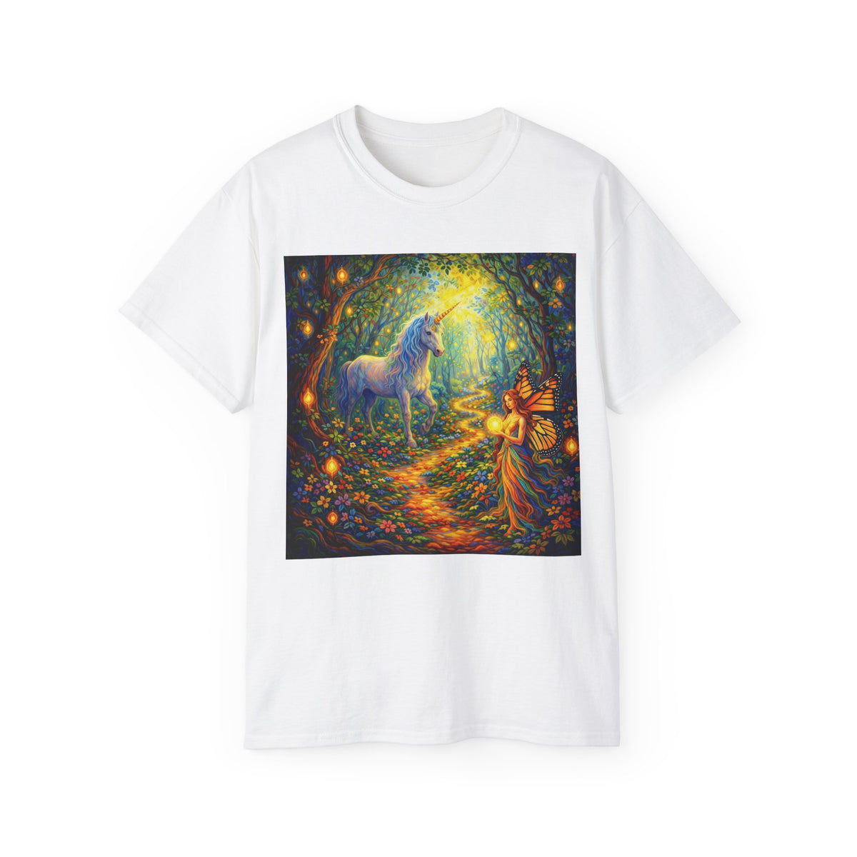 Unicorn Forest Cottin Tee — Magical Fairy & Unicorn Woodland Graphic T-Shirt