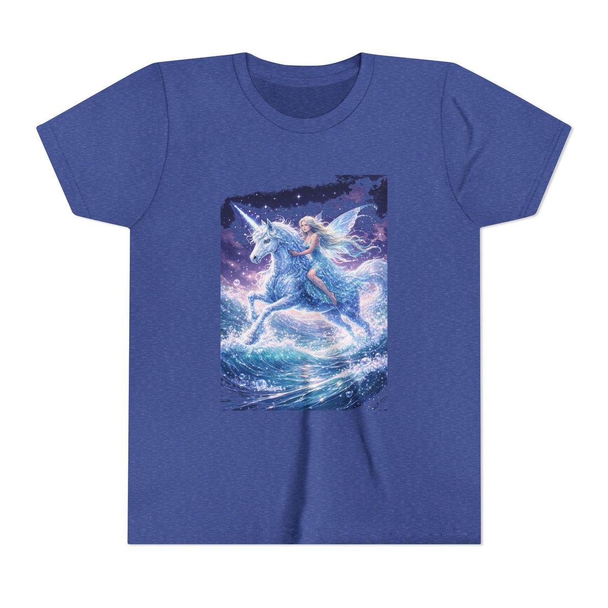 Youth Unicorn Tee — Magical Riding Mermaid on Ocean Wave