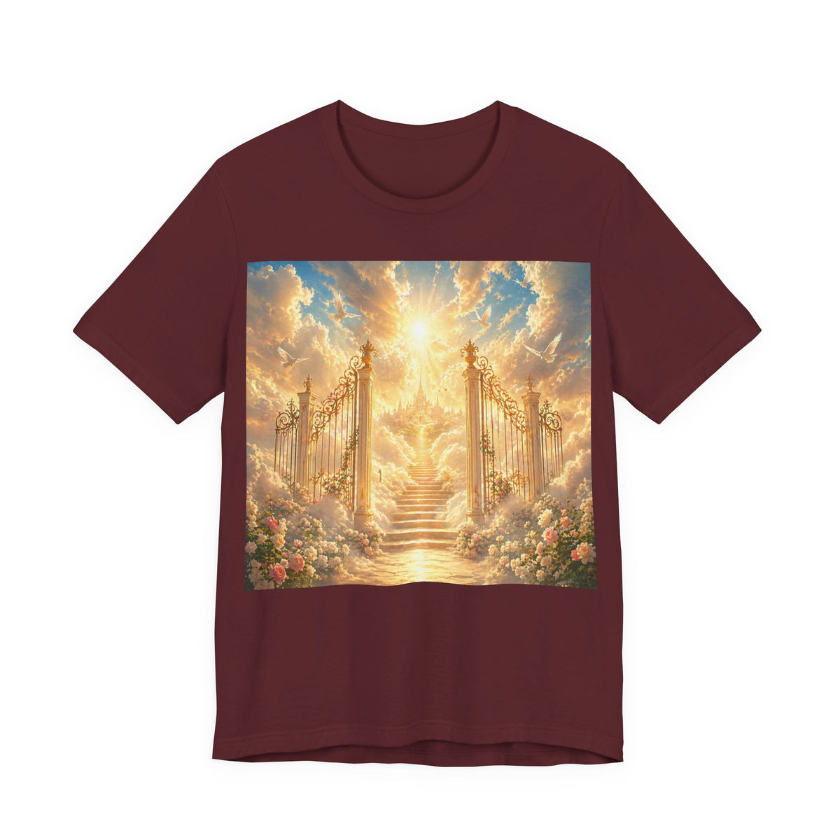 Heavenly Gates Graphic Tee — Celestial Stairs & Sunlight T-Shirt