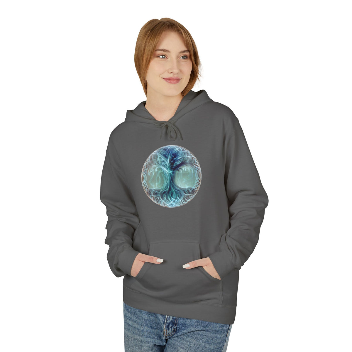 Yggdrasil tree of life-Cotton Hoodie — Ethereal Sea Skull Graphic Hoodie