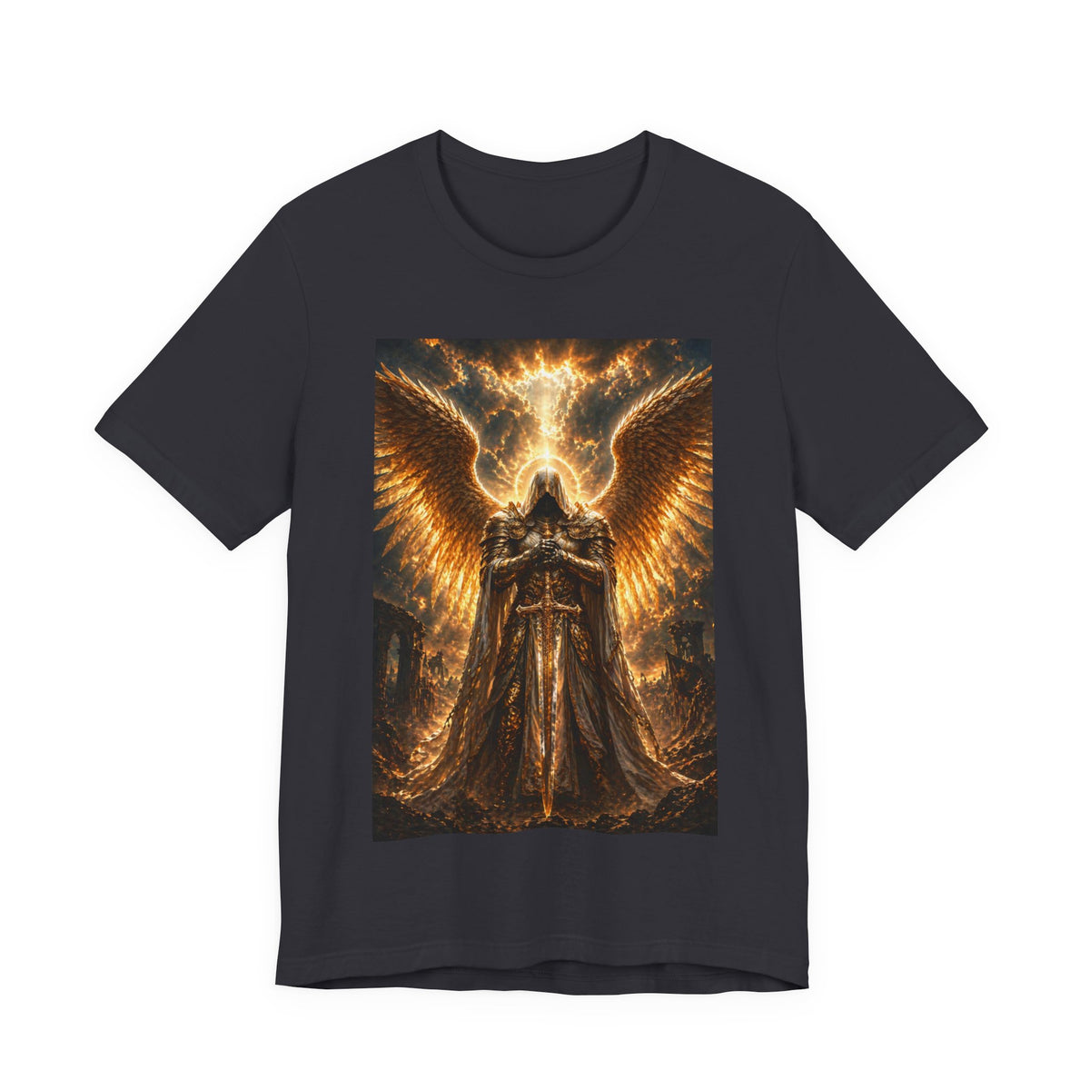 Golden Angel wings graphic Tee | Gothic celestial warrior shirt