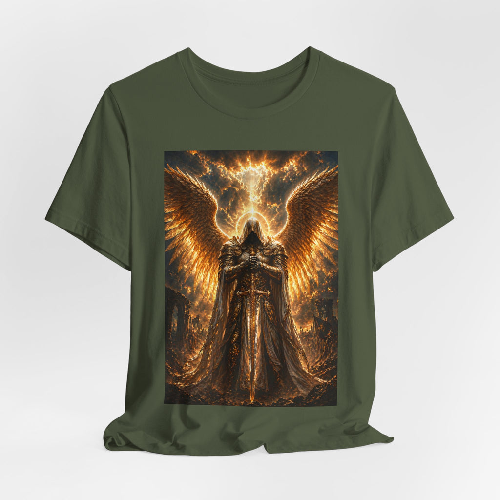 Gods Angel Warrior Graphic Tee — Golden Guardian Winged Angel T-Shirt