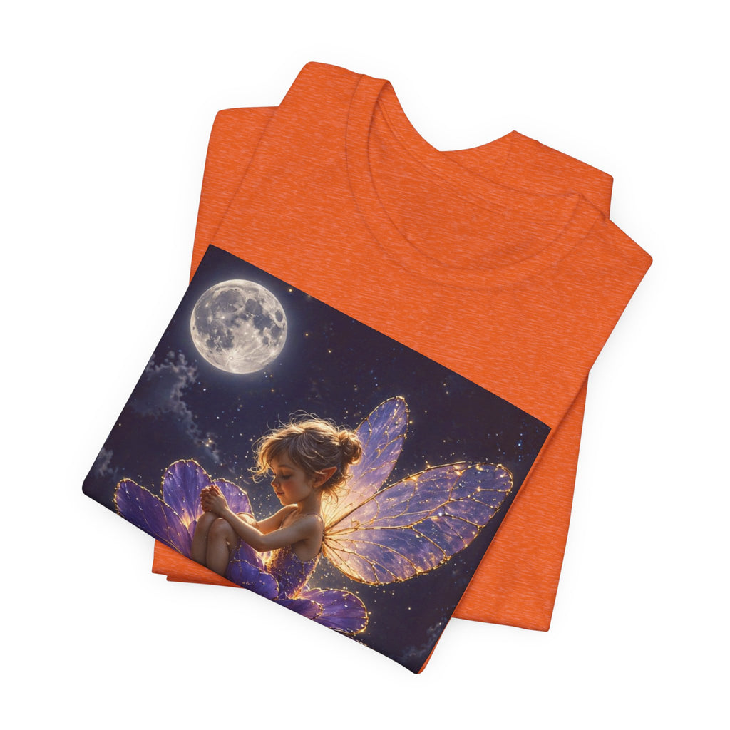 Fairy Night T-Shirt — Moonlit Fairy on Purple Flower
