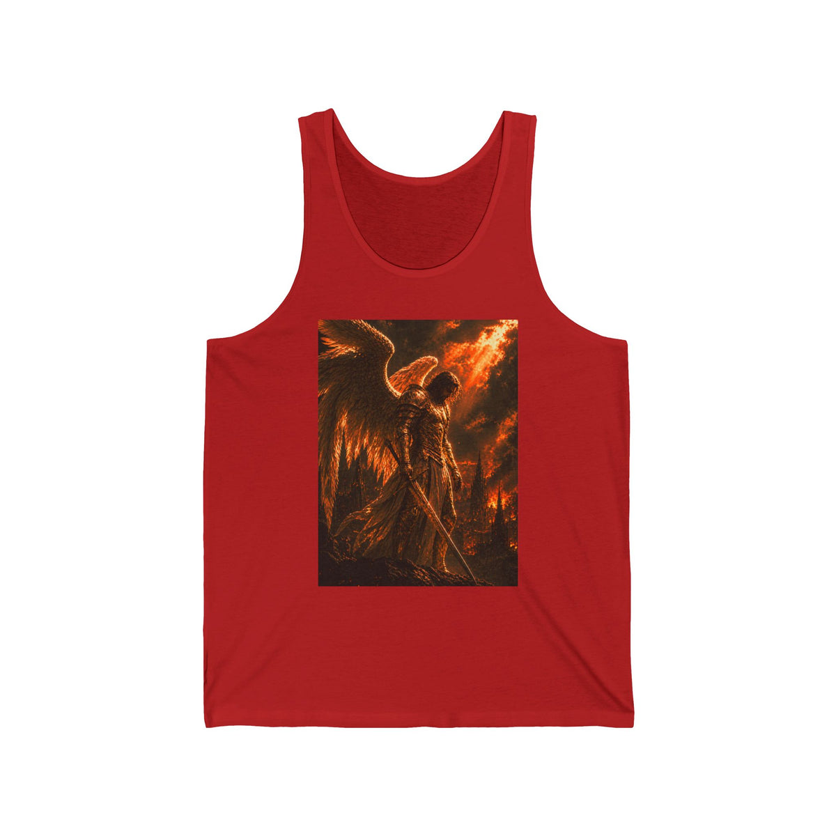 Angel of Fire Tank Top — Fiery Dark Fantasy Graphic Tank