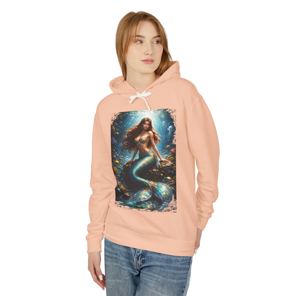 Mermaid Art Hooded Sweatshirt — Mystical Ocean Fantasy Hoodie