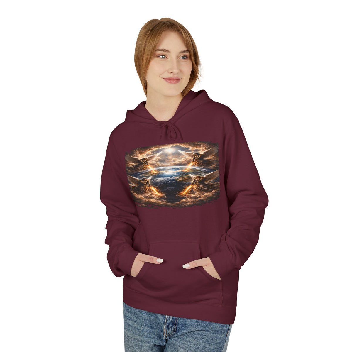 Revelation 7:1 The four Angels at the end of times-Jesus Christ retrun-Unisex Midweight Softstyle Fleece Hoodie