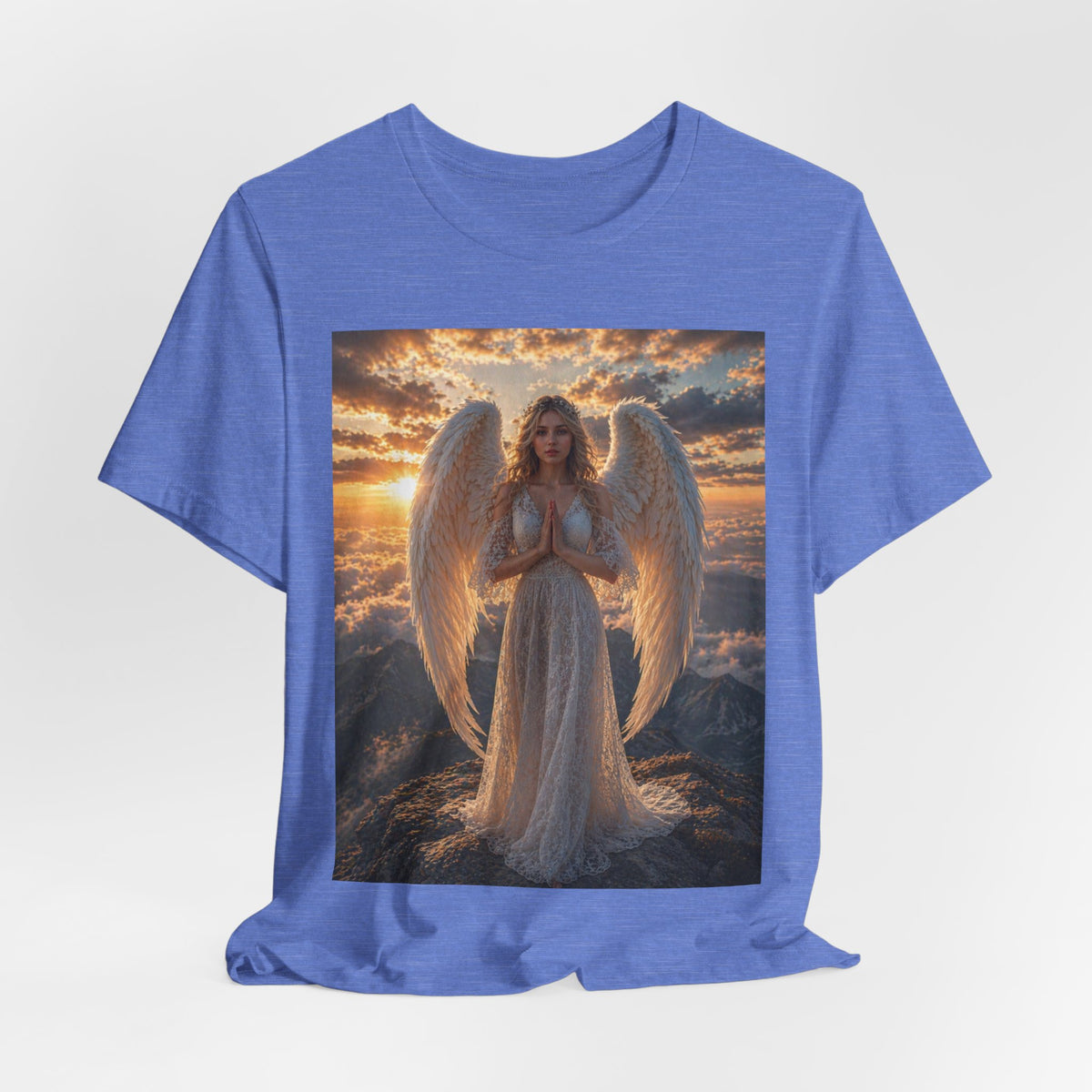 Angel Wings T-Shirt — Serene Praying Angel Graphic Tee for Spiritual & Religious Gifts