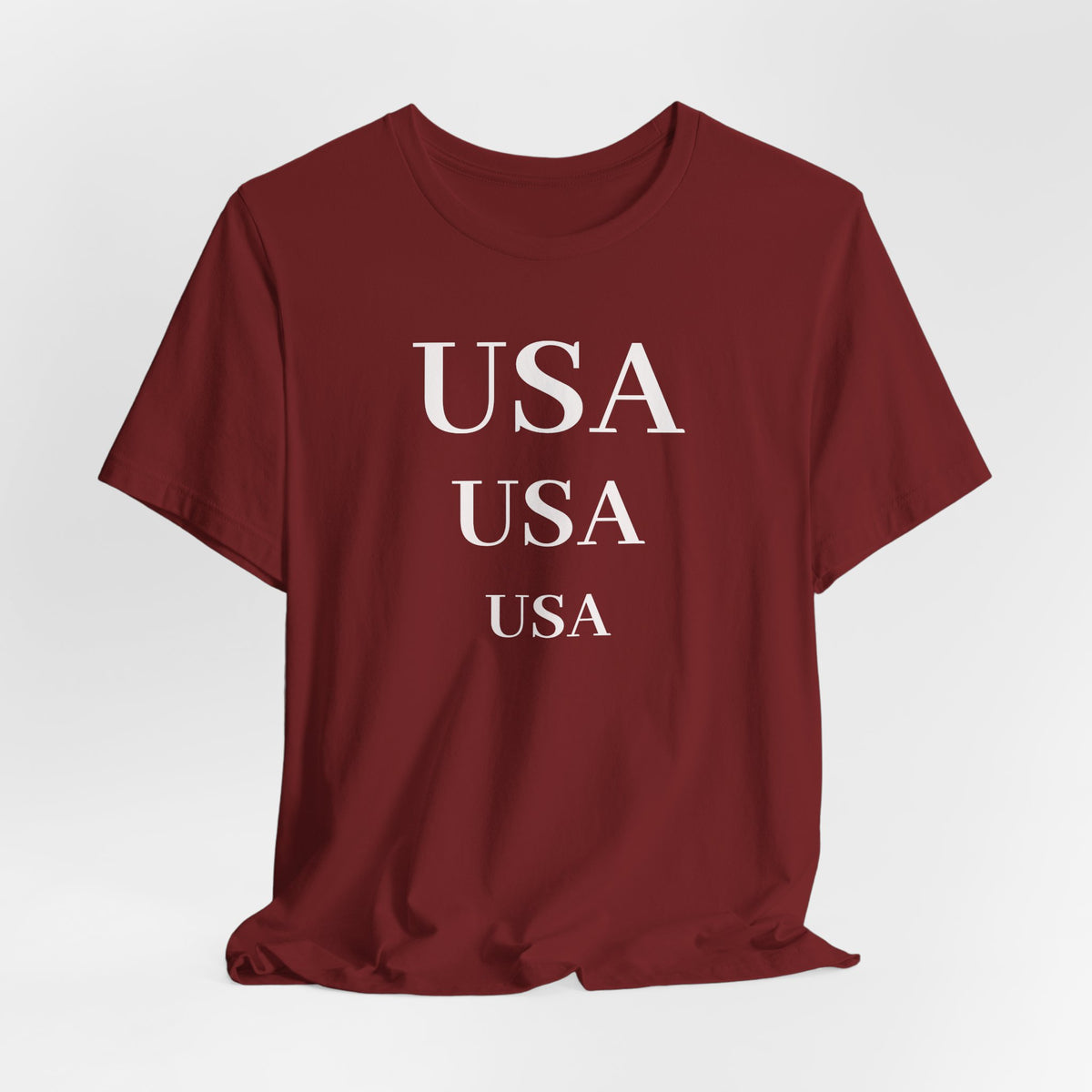 USA Repeat Text T‑Shirt — Patriotic Graphic Tee for 4th of July