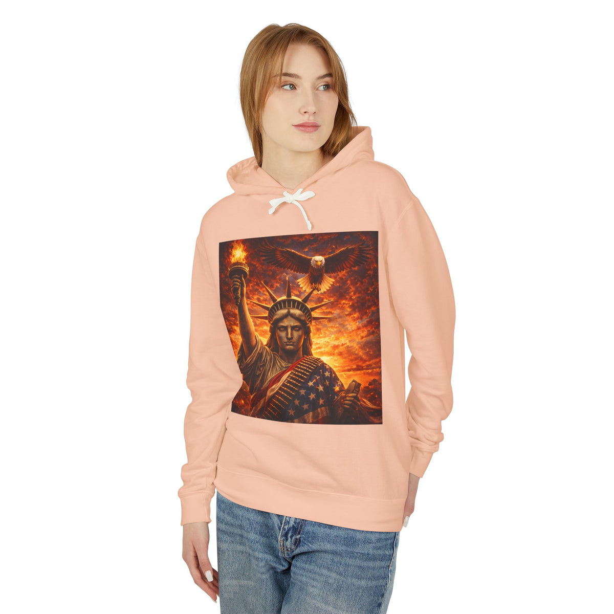 Statue of Liberty Sunset Hoodie — Patriotic American Freedom Sweatshirt