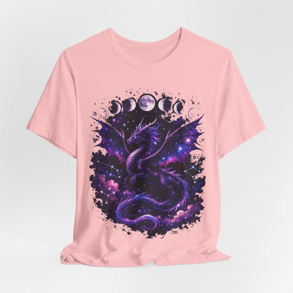 Celestial Moonphase Dragon T-Shirt — Purple Galaxy Fantasy Tee