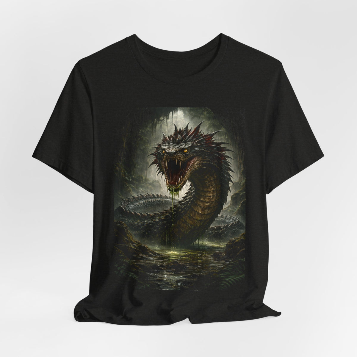 Basilisk Sea Serpent Graphic Tee — Dark Mythical Dragon Shirt