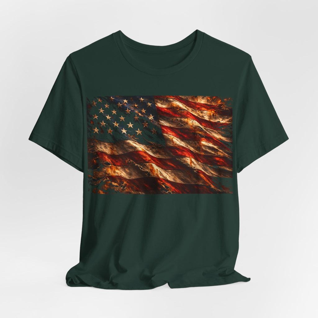 American Flag T-Shirt — Vintage Distressed Stars & Stripes Tee