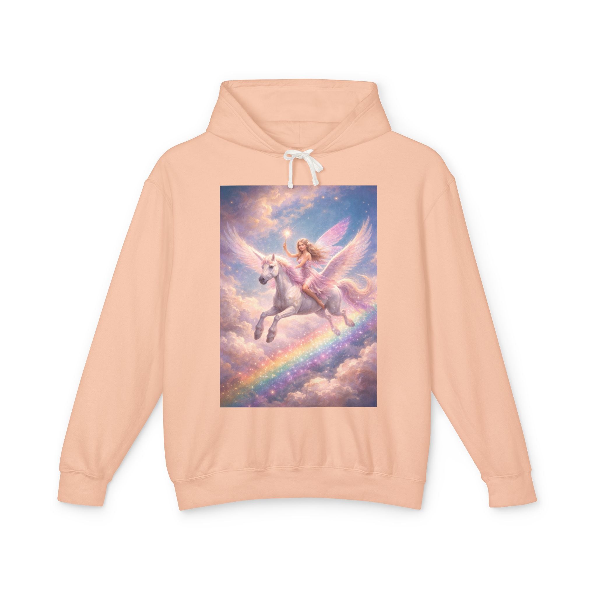 Pegasus & Fairy Rainbow Hoodie — Whimsical Unicorn Fantasy Pullover