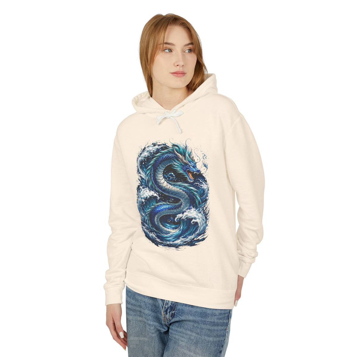 Dragon Wave Hoodie — Blue Sea Serpent Graphic Sweatshirt