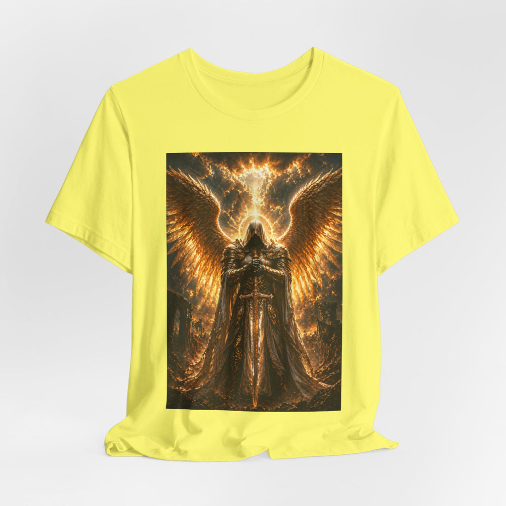Gods Angel Warrior Graphic Tee — Golden Guardian Winged Angel T-Shirt
