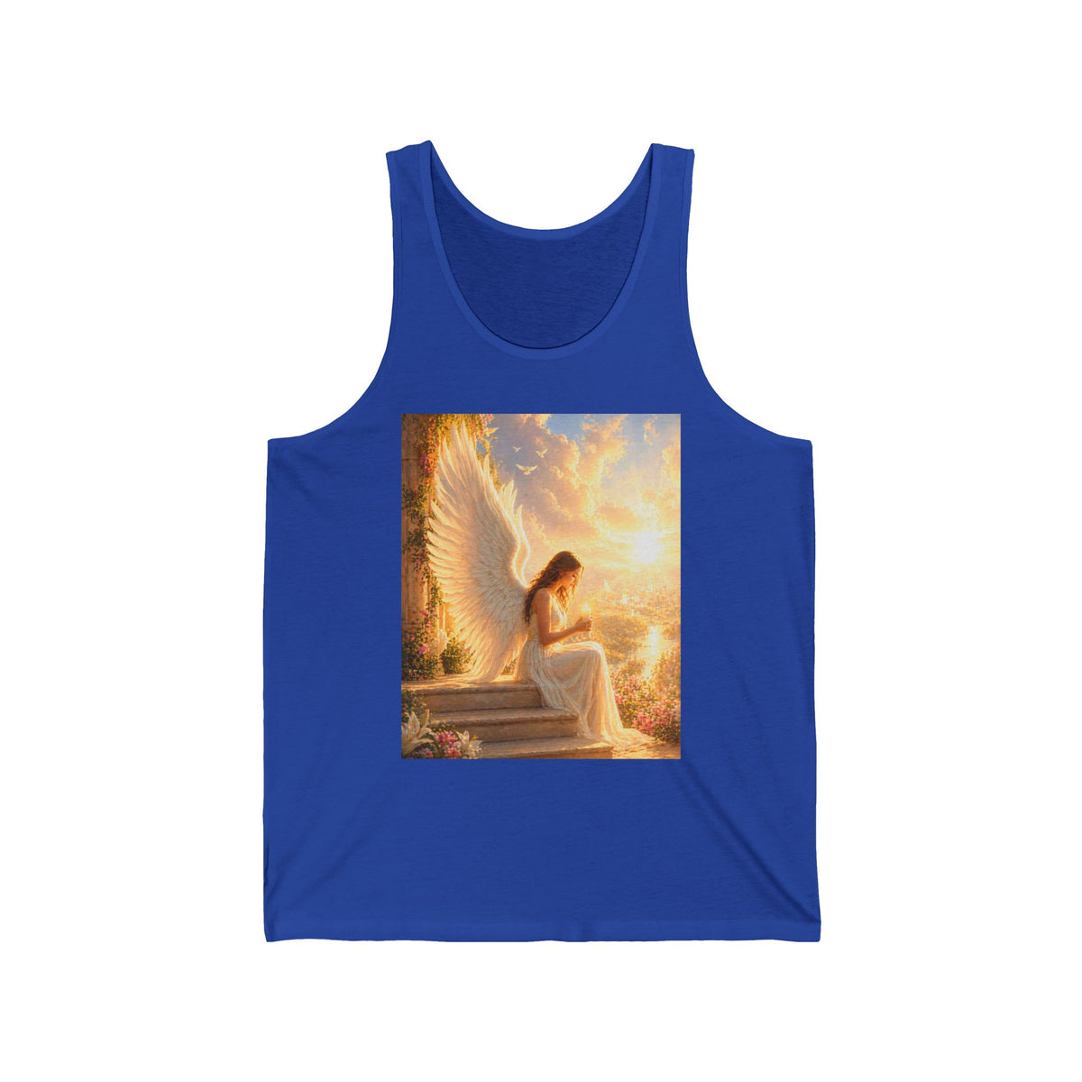 Angel Wings Tank Top — Serene Guardian Sunset Graphic Tank