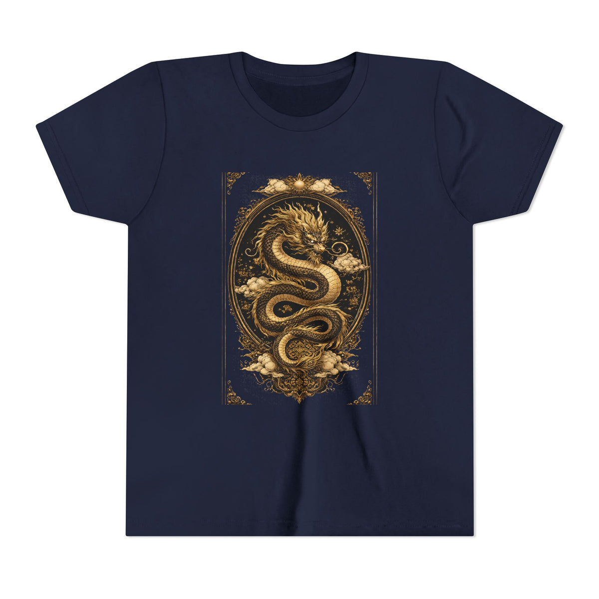 Tee-Gold Dragon Vintage Art Graphic Shirt