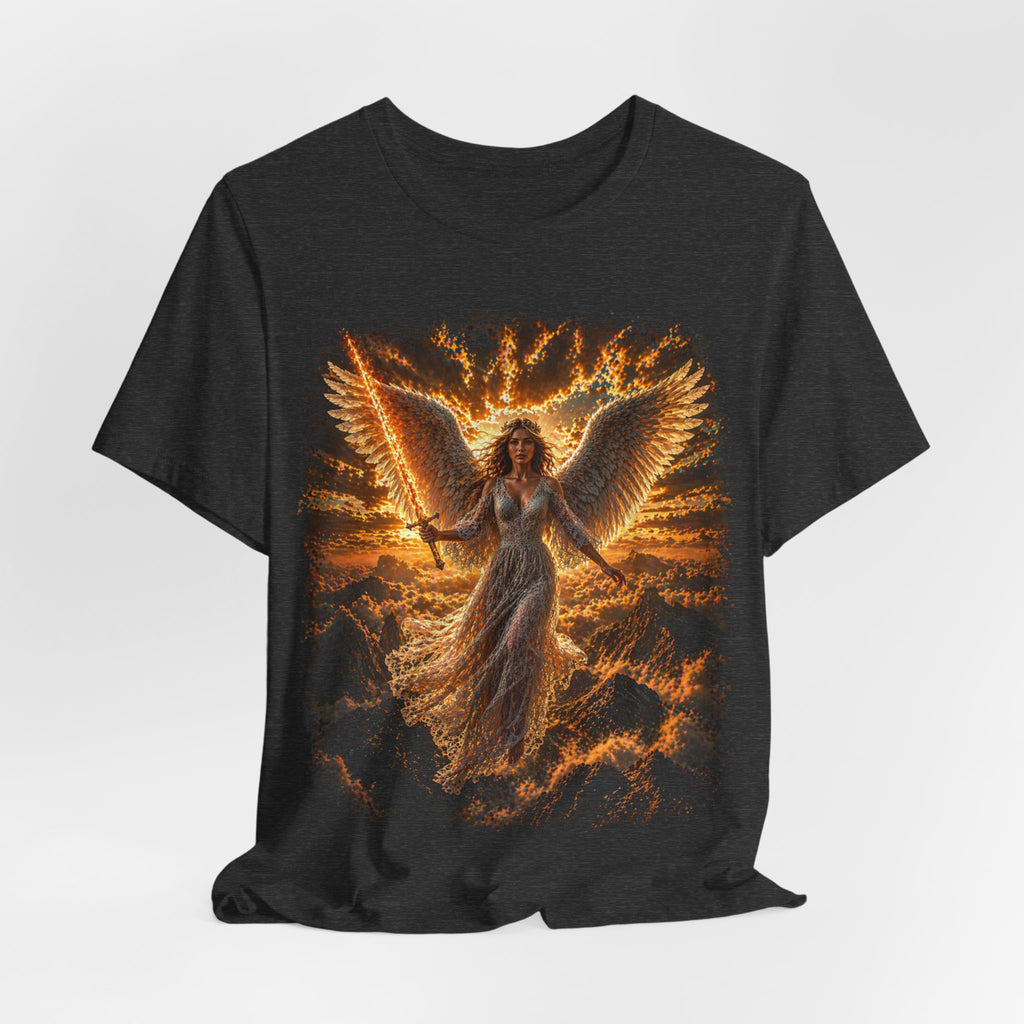 Angel Wings Graphic Tee — Fiery Guardian Angel Design
