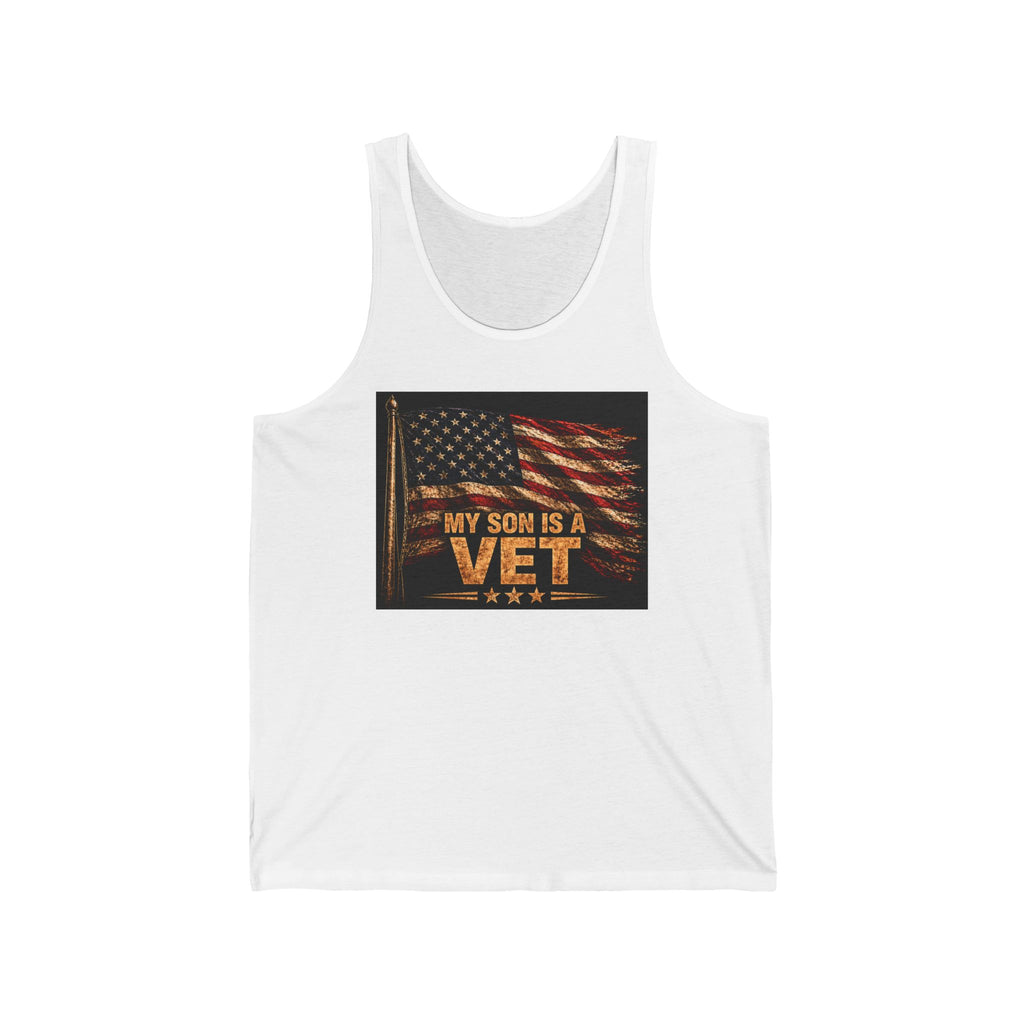 My Son Is a Vet Tank Top – Patriotic American Flag Veteran Tribute