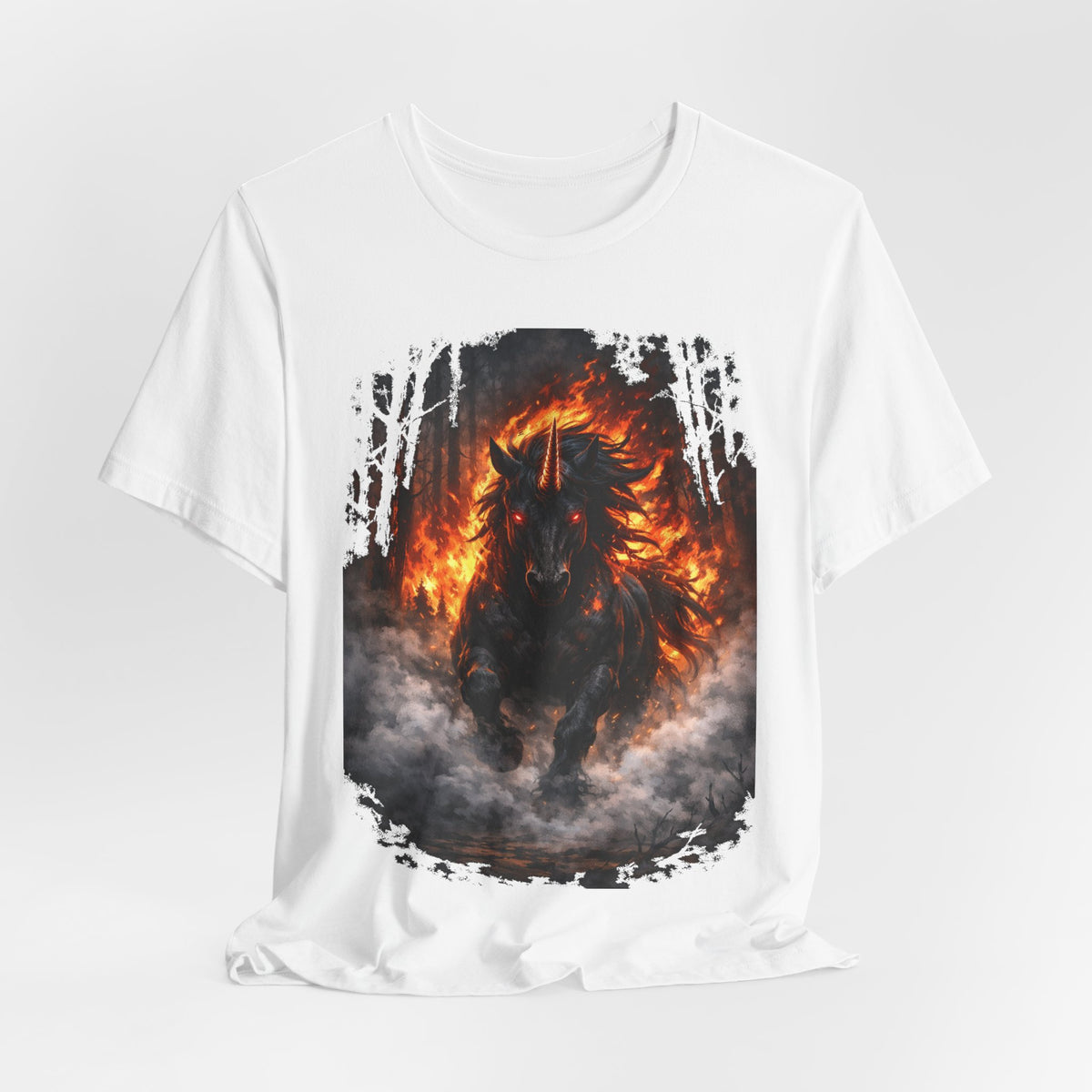 Fiery Stallion Graphic Tee — Burning Horse Fantasy T-Shirt
