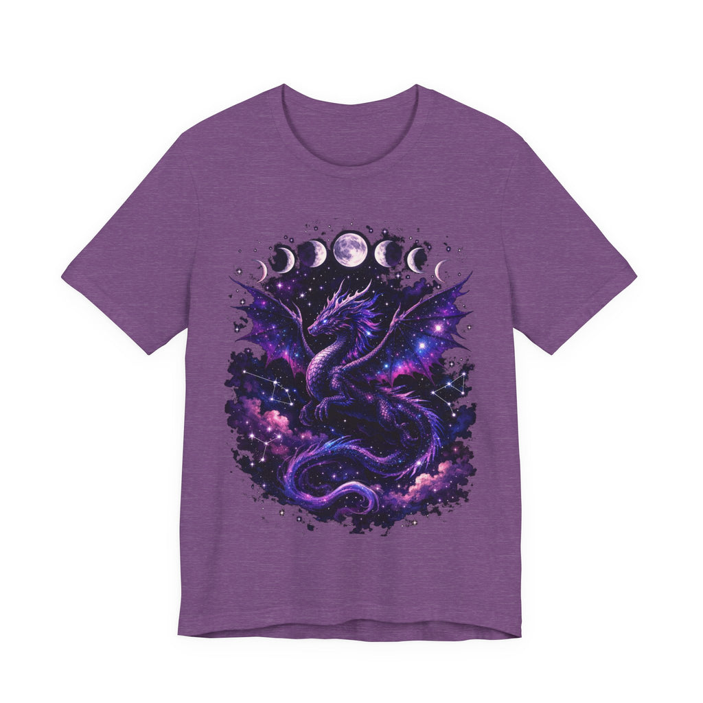 Celestial Moonphase Dragon T-Shirt — Purple Galaxy Fantasy Tee
