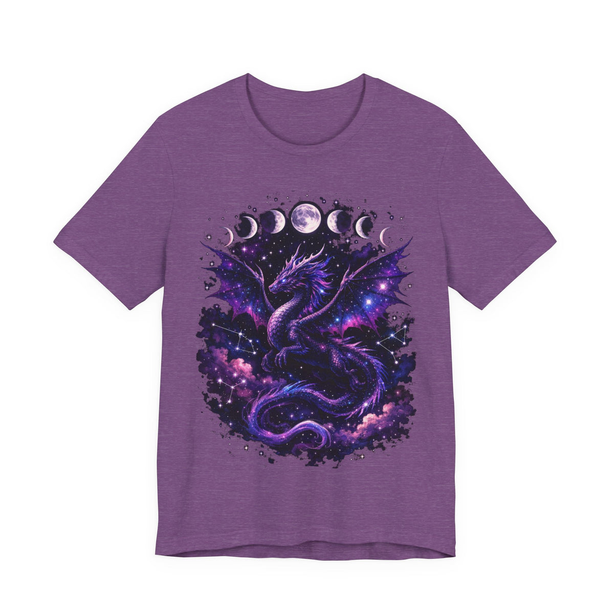 Celestial Moonphase Dragon T-Shirt — Purple Galaxy Fantasy Tee