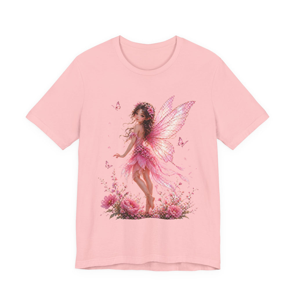 Fairy Wings T‑Shirt — Pink Floral Fantasy Fairy Tee for Women & Girls