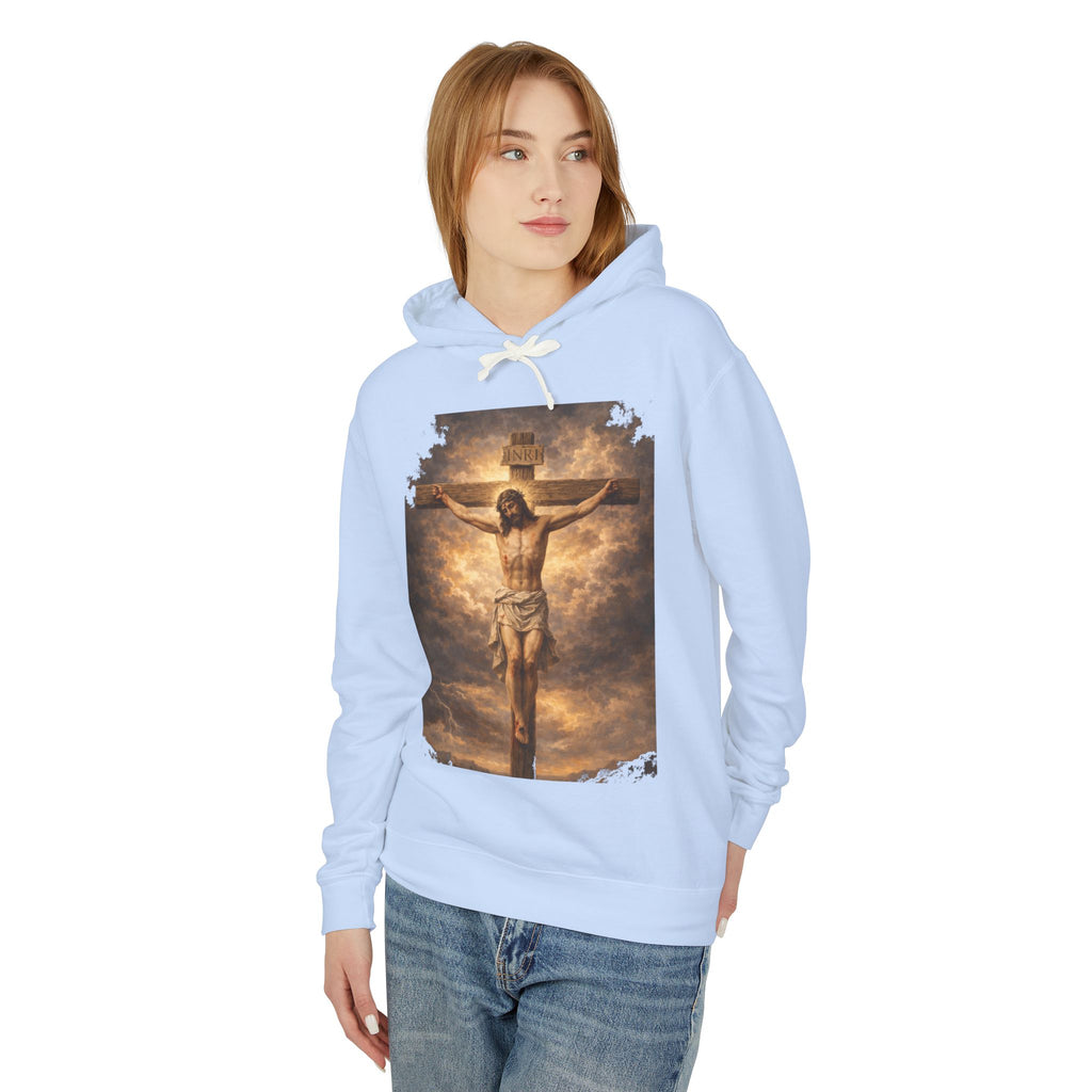 Jesus Crucifixion Hoodie — Christian Faith Graphic Sweatshirt for Easter & Religious Wear
