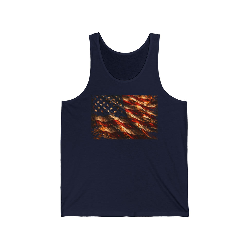 Distressed American Flag Tank Top — Patriotic USA Sleeveless Tee for 4th of July